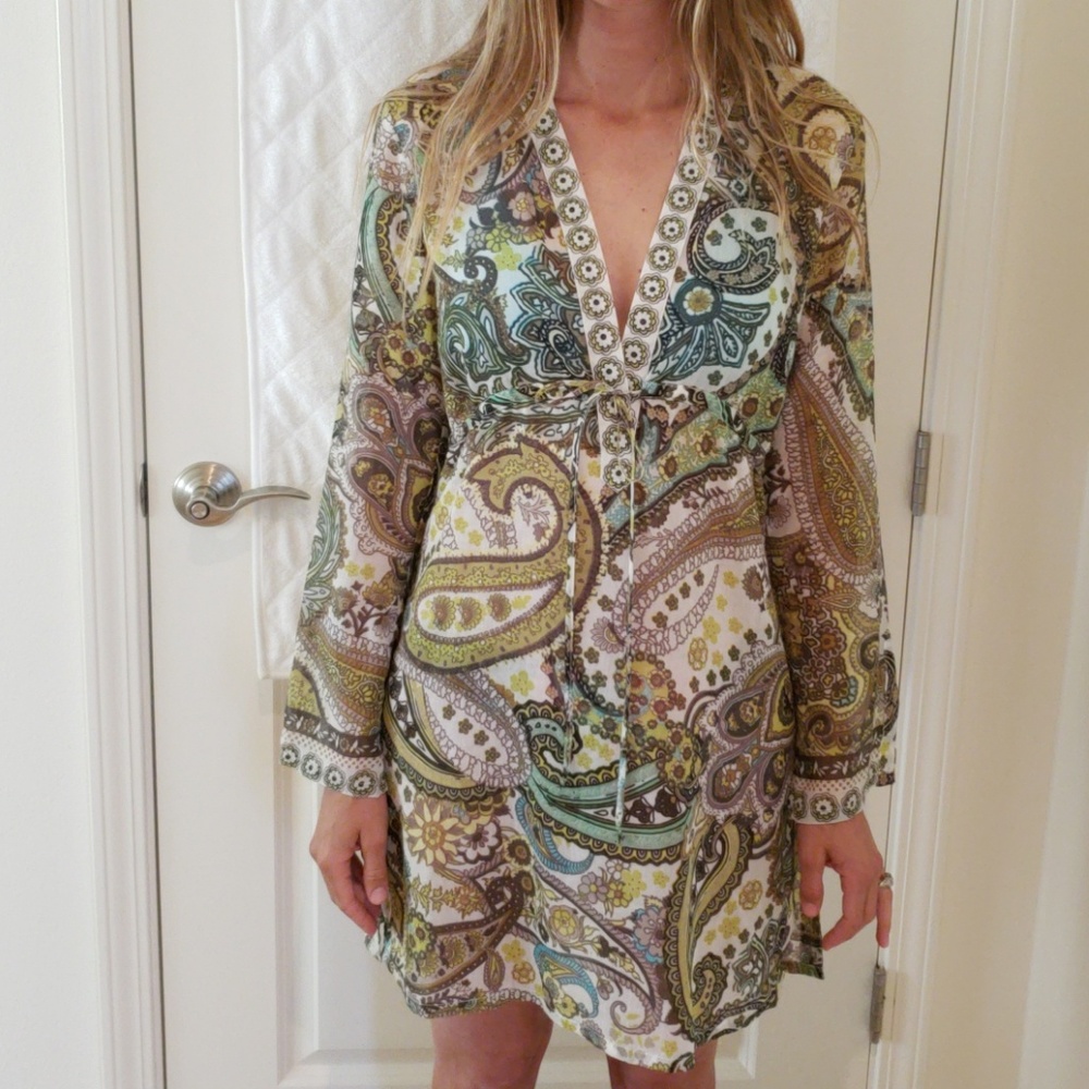 Athleta paisley print cotton/silk swim coverup